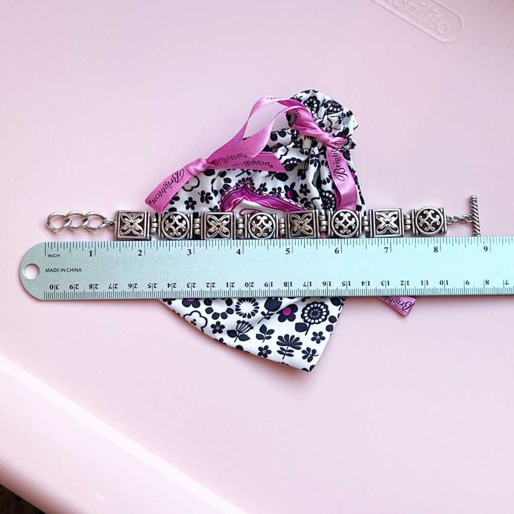 Brighton Silver Toggle Closure Wide Bracelet With… - image 5